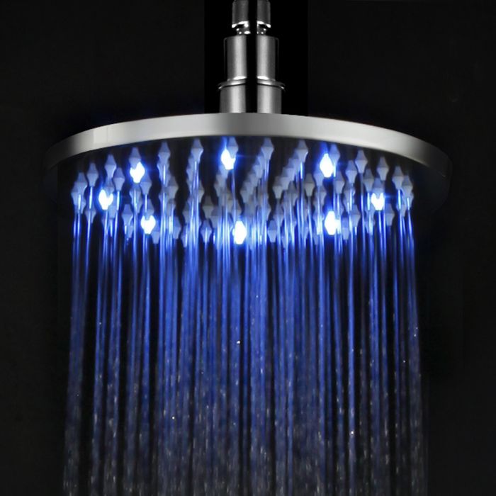 8 Inches Round Showerhead for Bathroom Stainless Steel Shower Head with 3 Colors LED Water Sprayer